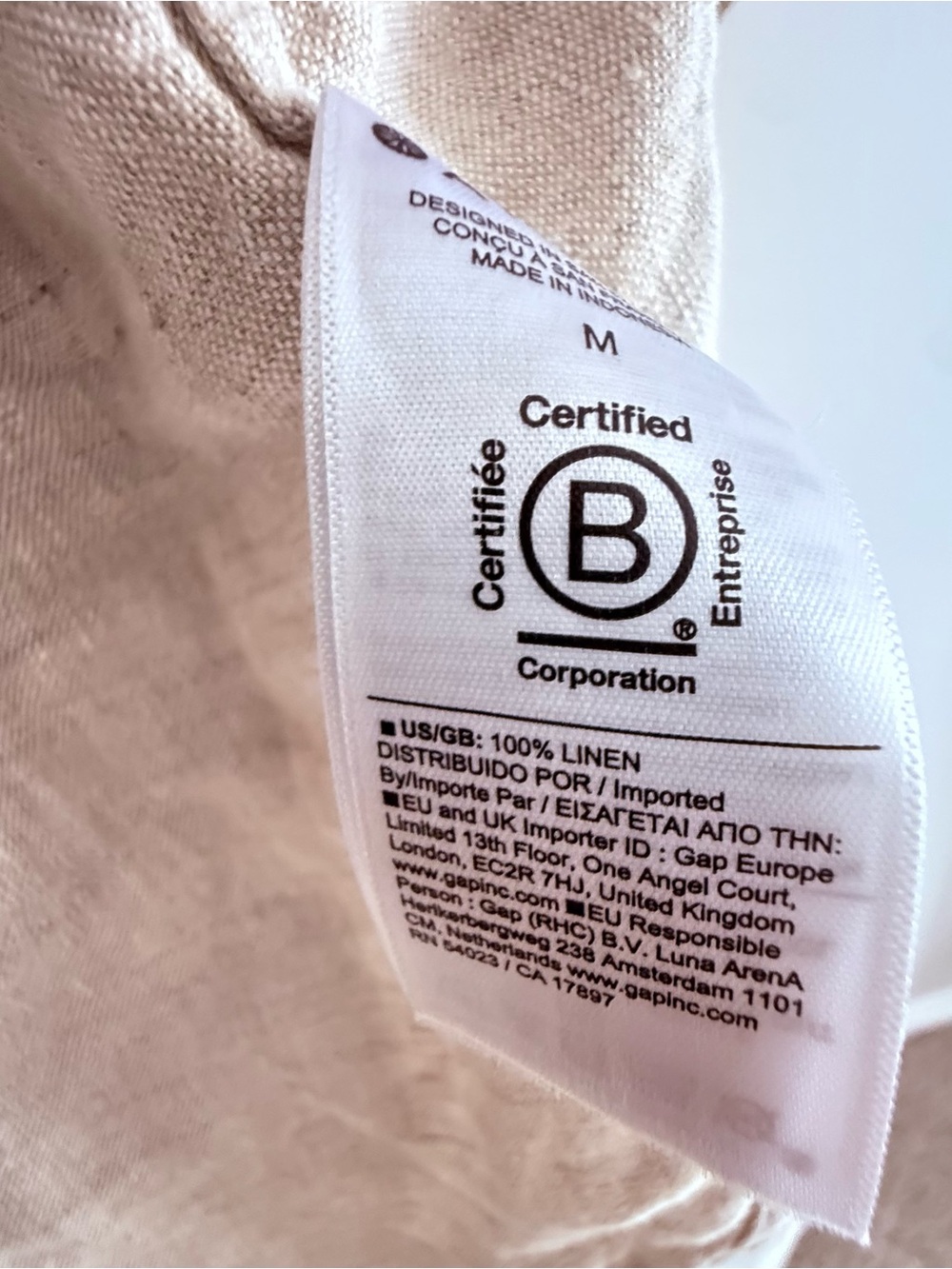 Athleta Linen Shirt Womens M Oatmeal Long Sleeve Button Down Casual Pocket Top - Picture 6 of 6